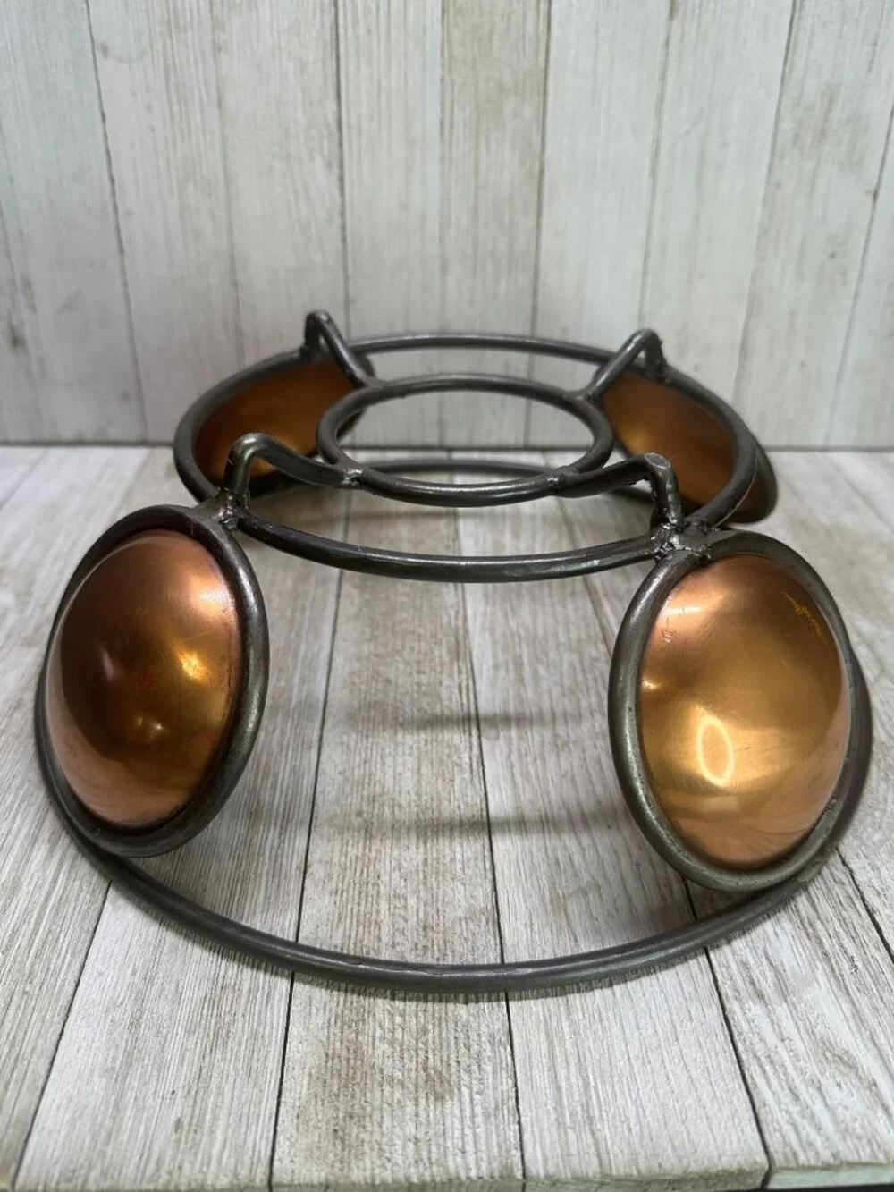 Vtg Ambrosia MCM Metal Wire & Brass Copper Basket Fruit Bowl Decor 1995 11